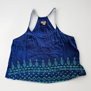Women's MOSSIMO Blue w Aqua‎ Embroidery Top Size M Hot Girl Summer